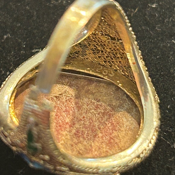 Vintage Chinese Cinnabar 4 Piece Set - Necklace, Bangle and 925 Ring & Earrings - Picture 7 of 15